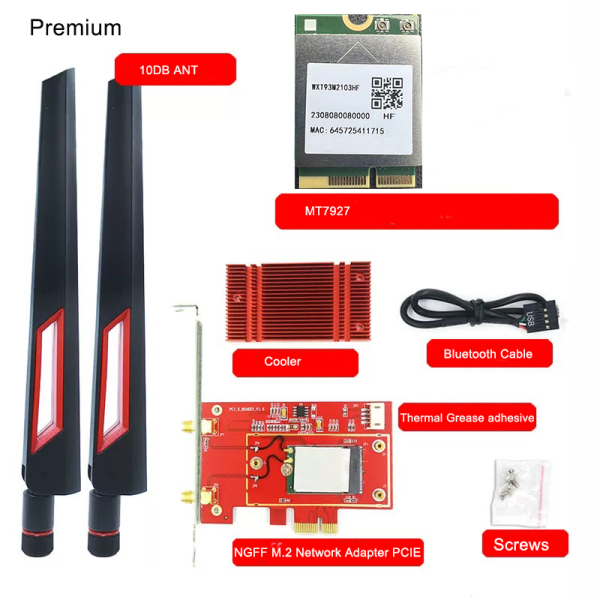 MT7927 and WiFi 7 PCIe WiFi Card Bundle for Desktop PC, Tri-Band Wireless Adapter, Bluetooth 5.3,  Supports AMD/Intel Motherboard, Not Compatible with Windows 10 - Image 4