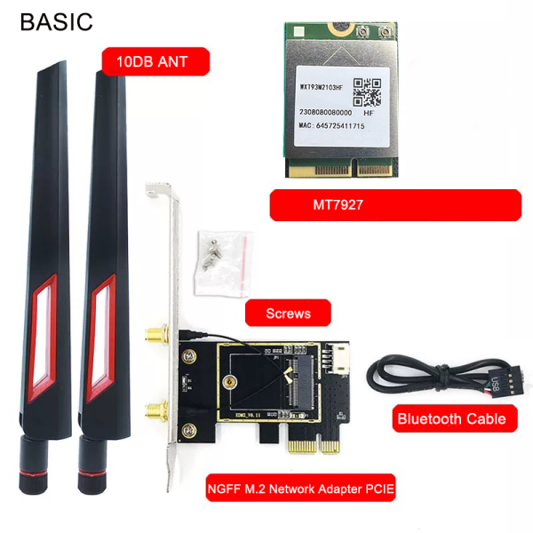 MT7927 and WiFi 7 PCIe WiFi Card Bundle for Desktop PC, Tri-Band Wireless Adapter, Bluetooth 5.3,  Supports AMD/Intel Motherboard, Not Compatible with Windows 10 - Image 2